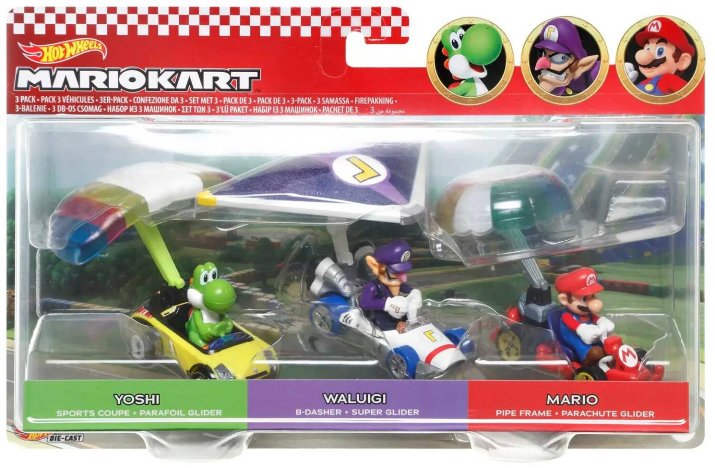 Spielzeug-Fahrzeuge Hot Wheels Mario Kart Glider 3er-Pack (HDB38)