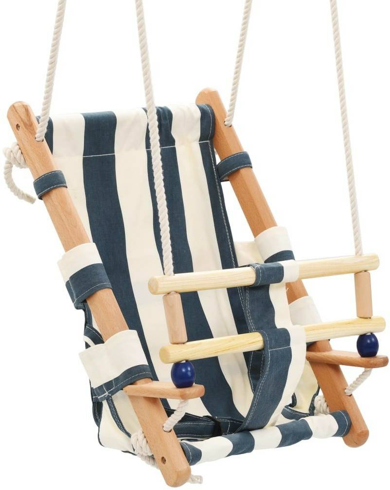 Schaukeln & Rutschen vidaXL Baby swing with safety belt cotton wood blue