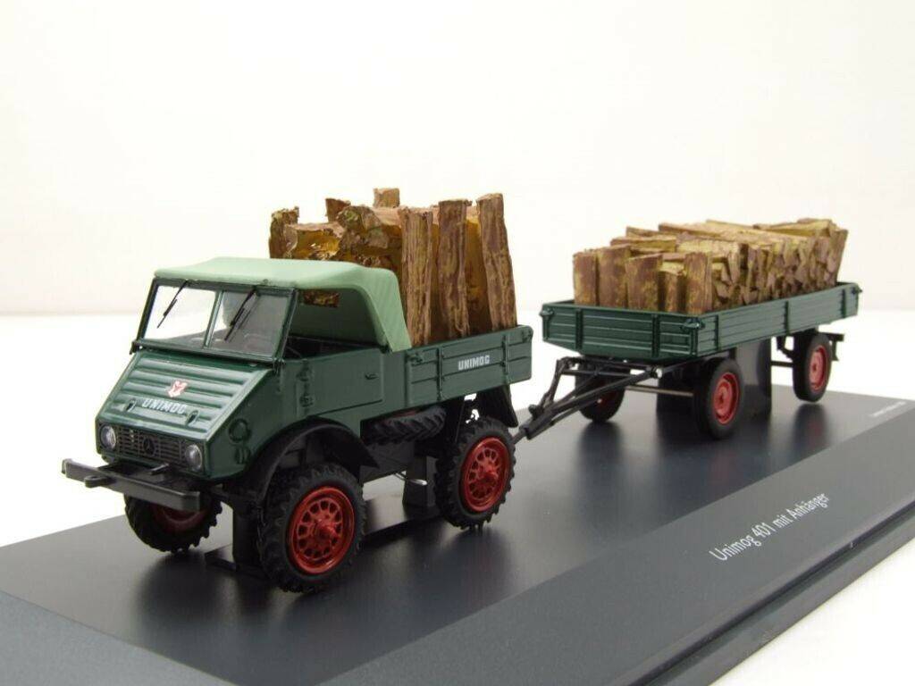 Modellfahrzeuge Schuco 450313300 - MB Unimog 401+ Anh. 1:43