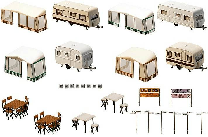 Faller Camping-Wohnwagen-Set (130503) Modelleisenbahn-Zubehör