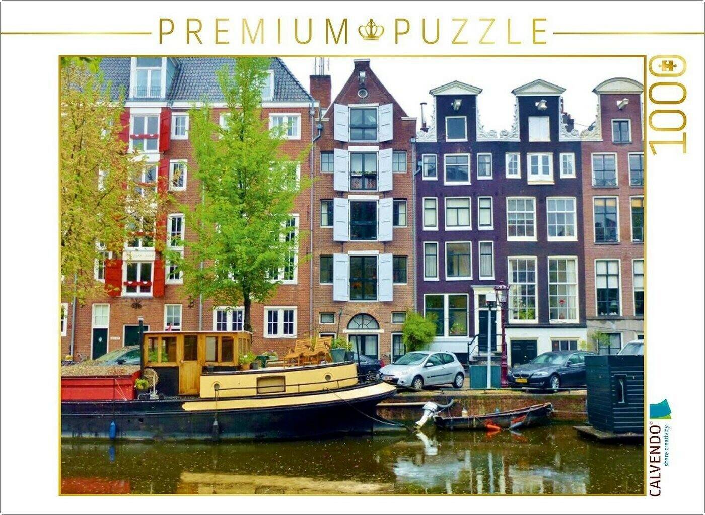 Puzzles Calvendo Amsterdam - Gracht mit Hausboot (1000 Teile)