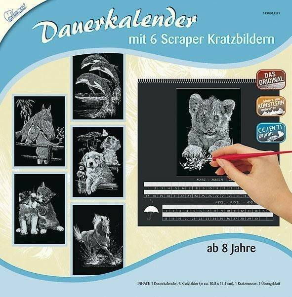 Mammut Spiel & Geschenk Scraper Kratzbild Dauerkalender silber (A30DK1) Zeichen- & Malsets