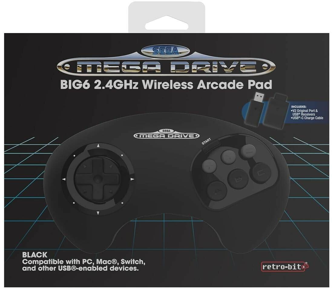 Retro Bit BIG6 2.4 GHz Wireless Arcade Pad Gamepads