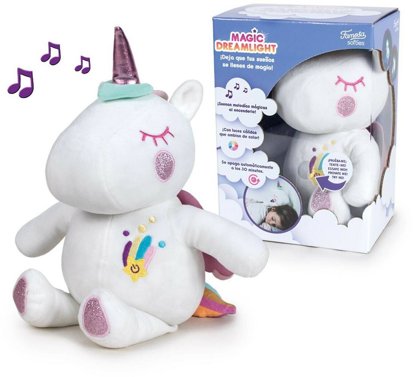 Kuscheltiere Famosa Magic Dreamlight Light-Up White Unicorn