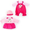 Bayer Design Kleider Puppen 33-38 cm: 4-tlg. Set - Latzhose Oberteil Mütze Kleid rosa/pink (16933593) Puppen