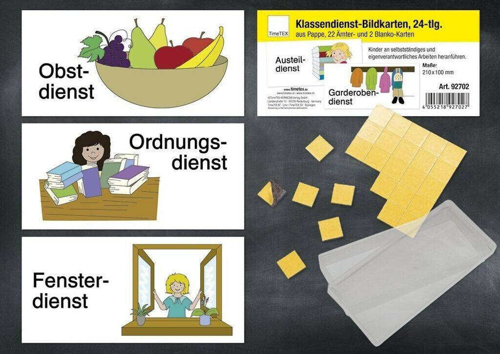 Lernspielzeuge TimeTEX Klassendienst-Bildkarten magnetisch, 24-tlg., in Box (92715)