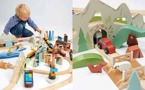 Tender Leaf Toys Eisenbahnset: 3 Landschaften Spielzeug-Fahrzeuge