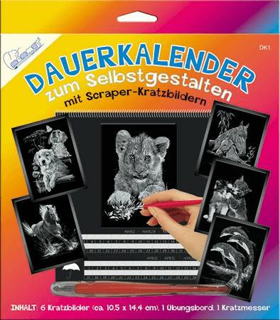 Mammut Spiel & Geschenk Scraper Kratzbild Dauerkalender silber (A30DK1) Zeichen- & Malsets