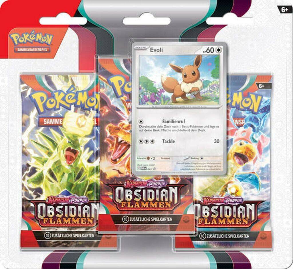 Pokémon Karmesin & Purpur Obsidianflammen Evoli 3er-Pack (DE) Sammelkarten