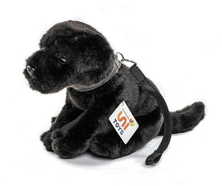 UNI-TOYS Labrador Welpe mit Leine 23cm schwarz Kuscheltiere