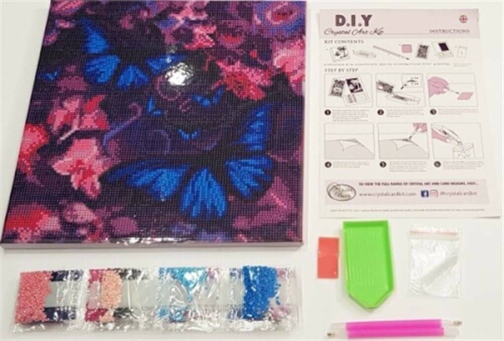 Bastelspiele Craft Buddy Crystal Art Kit Leinwand 30x30cm Schmetterlinge