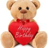 Kuscheltiere Brubaker Teddy Plüschbär mit Herz “Happy Birthday” 35 cm braun