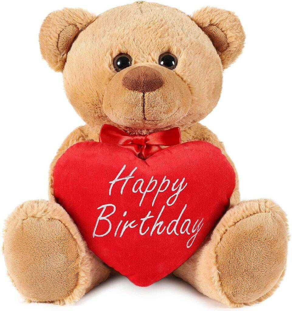 Kuscheltiere Brubaker Teddy Plüschbär mit Herz “Happy Birthday” 35 cm braun