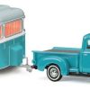 Busch Chevrolet Pick-up mit Nagetusch Wohnwagen (48243) Modellfahrzeuge