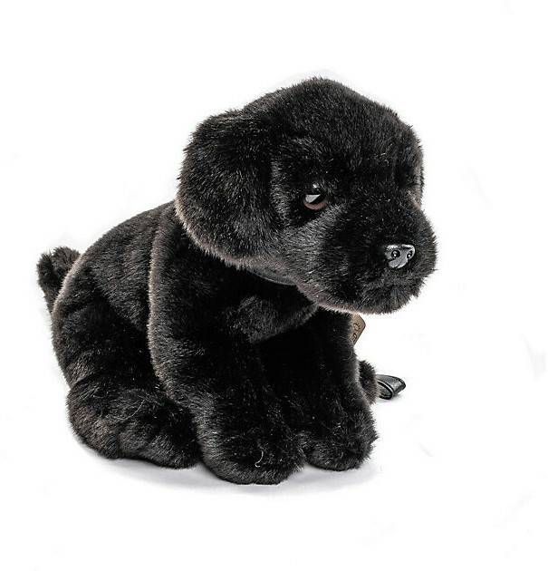 UNI-TOYS Labrador Welpe mit Leine 23cm schwarz Kuscheltiere