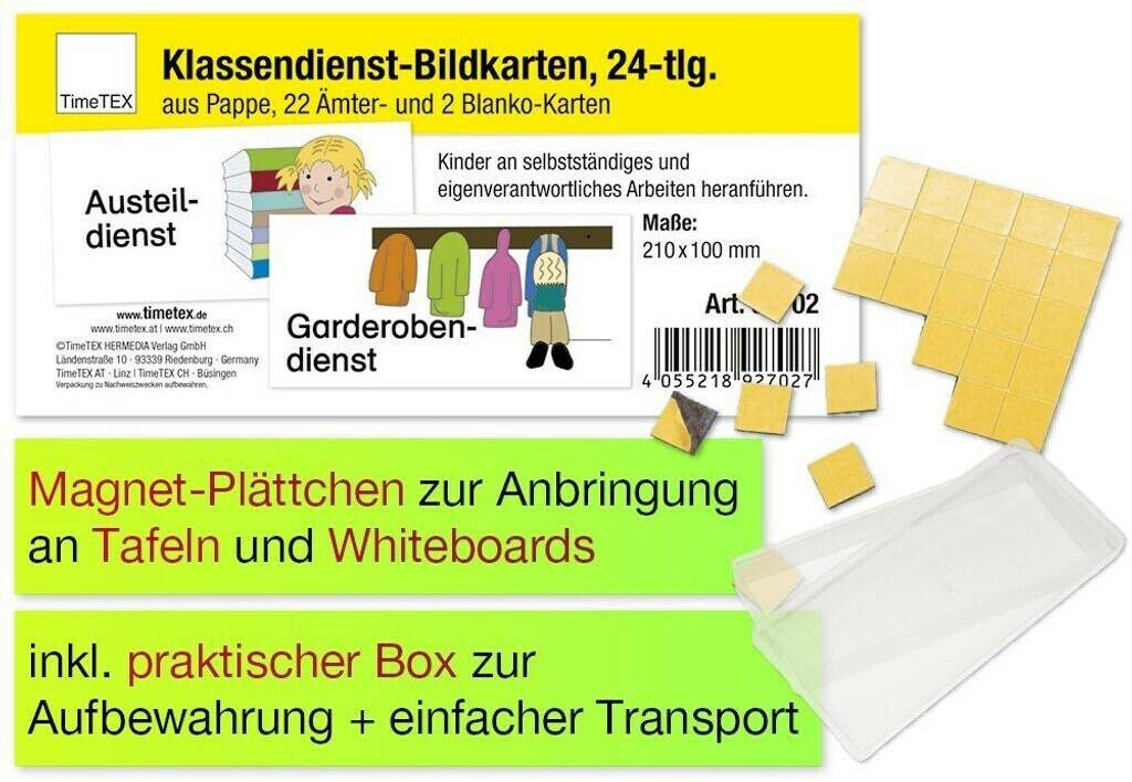 Lernspielzeuge TimeTEX Klassendienst-Bildkarten magnetisch, 24-tlg., in Box (92715)