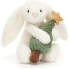 Kuscheltiere Jellycat Bashful Bunny mit Weihnachtsbaum 18cm