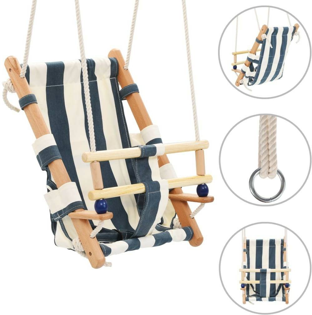 Schaukeln & Rutschen vidaXL Baby swing with safety belt cotton wood blue