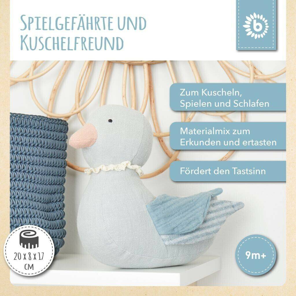 Bieco Ente aus Leinen & Musselin ca. 20 cm (16191051) Kuscheltiere