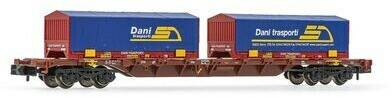 Modelleisenbahnen Arnold 4-achs. Containerwagen Sgnss mit 2 x 22' Coil-Container „Dani Trasporti", FS, Ep. VI (HN6586)