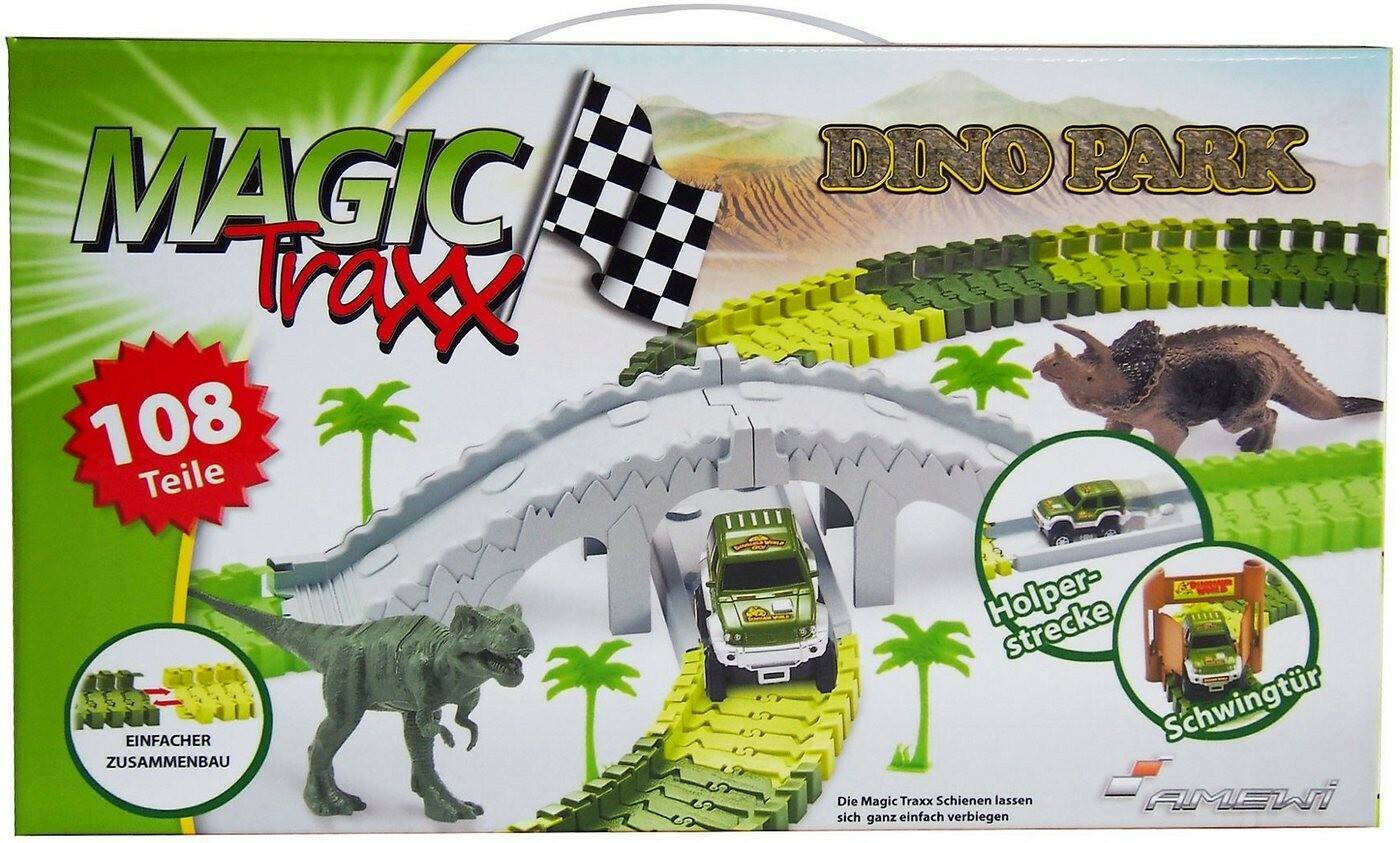 Spielzeug-Fahrzeuge Amewi Magic Traxx Dino-Park mit Brücke miniset 108-Teilig (100652)