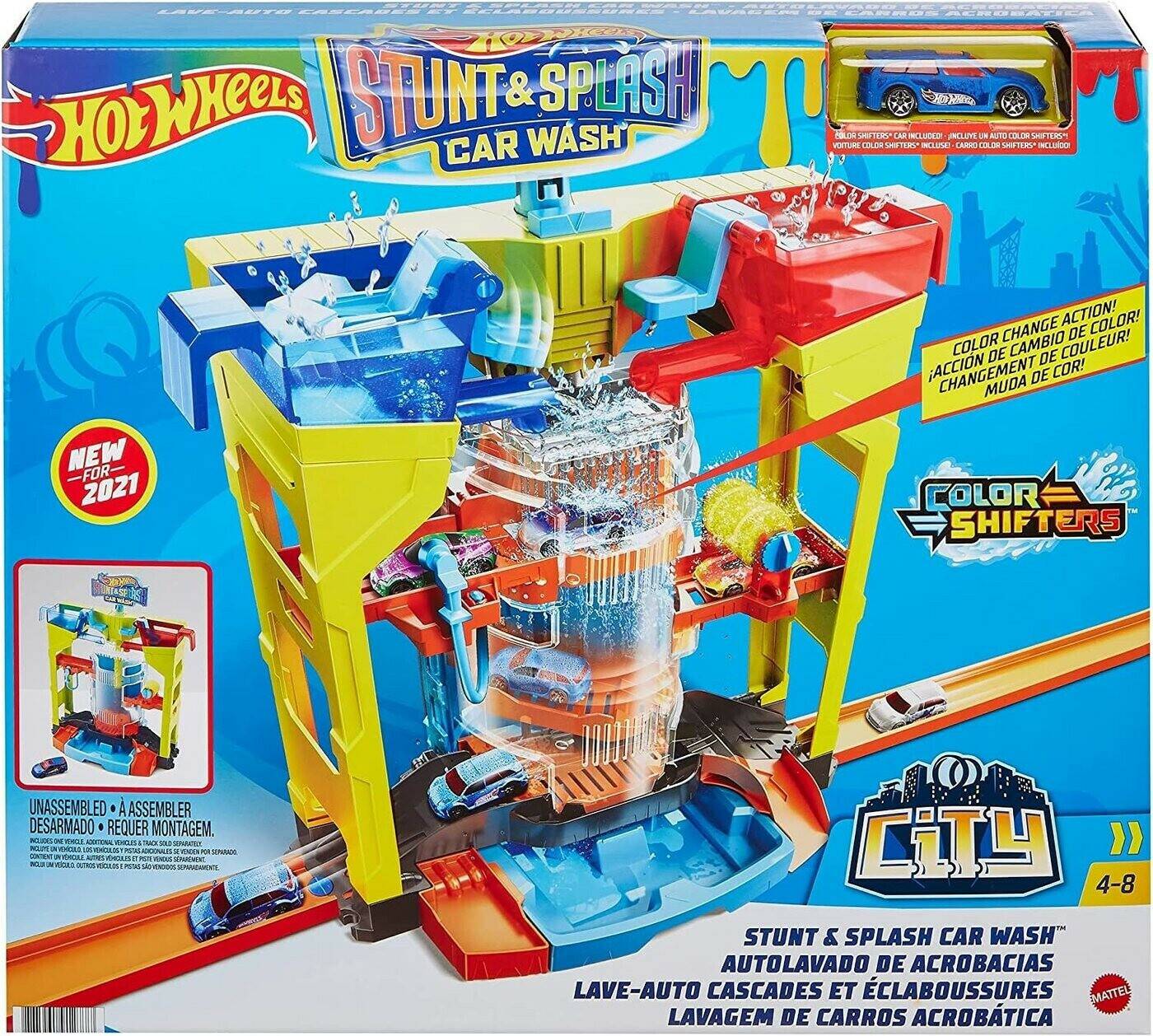 Hot Wheels Autowaschanlagen-Spielset mit Farbwechsel (GRW37) Spielzeug-Fahrzeuge