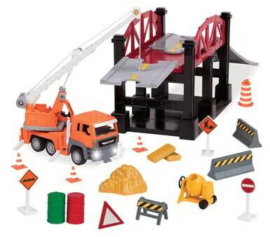 Spielzeug-Fahrzeuge Driven Spielset Construction Baustelle Brücke