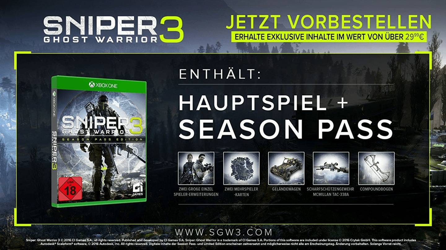 Sniper: Ghost Warrior 3Season Pass Edition (Xbox One) Xbox One Spiele