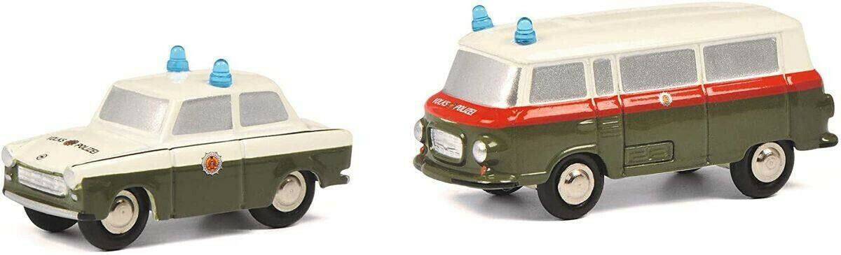 Schuco Piccolo Trabant und Barkas Bus Volkspolizei, Limited Edition 1:90 Modellfahrzeuge