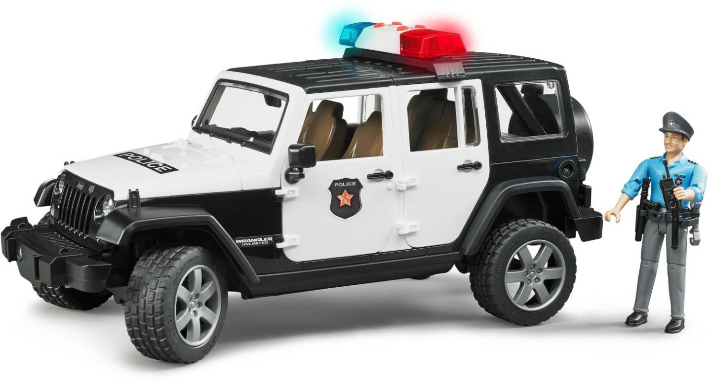 Bruder Jeep Wrangler Unlimited Rubicon Polizeifahrzeug mit Polizist und Ausstattung Modellfahrzeuge