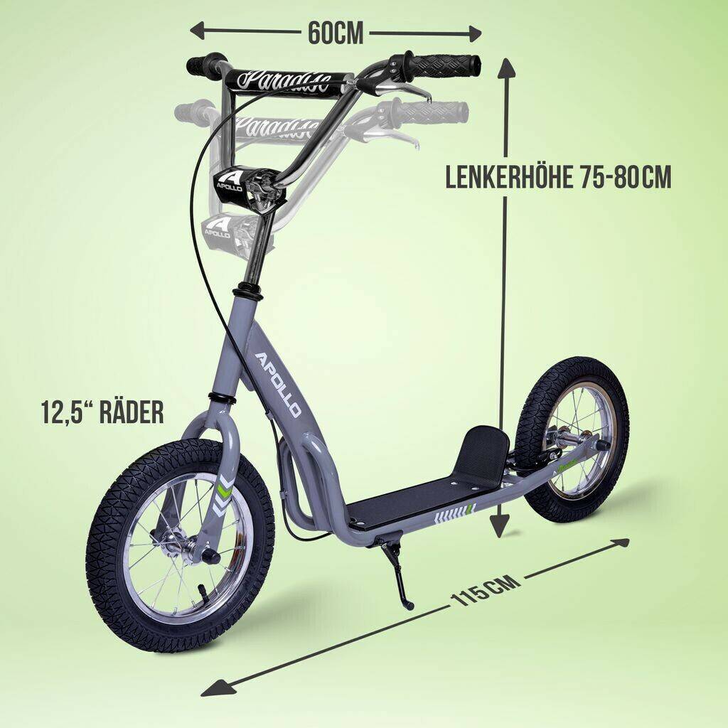 Kinderroller Apollo Retro Scooter Paradisegrau