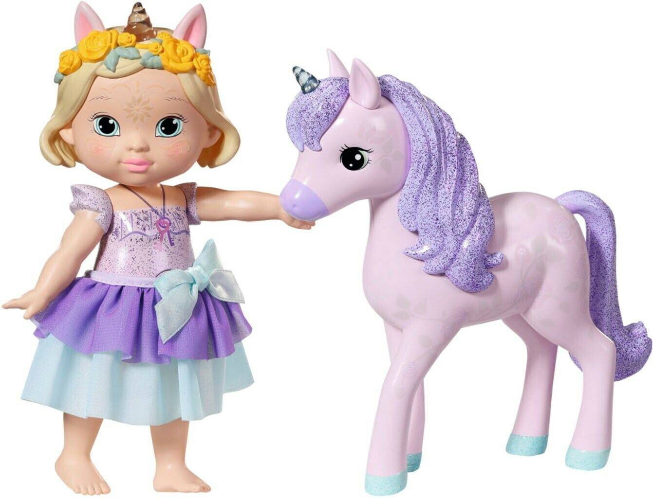 BABY born Stehpuppe Storybook Prinzessin Bella 18 cm mit Einhorn und Lichteffekten Puppen