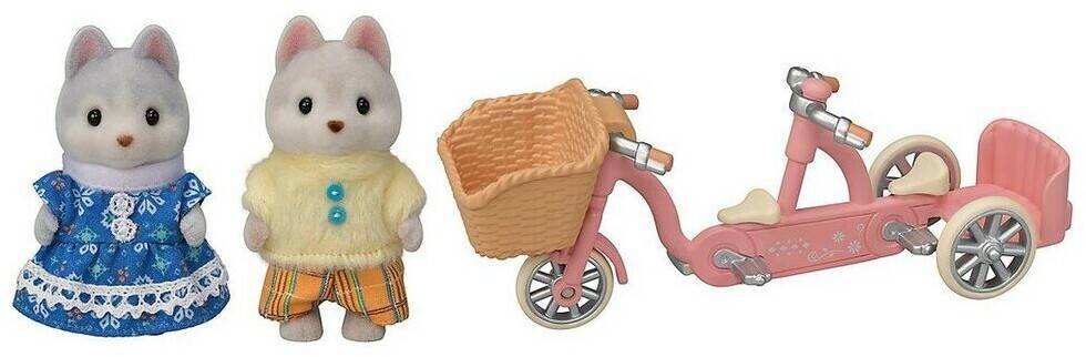 Sylvanian Families Tandem cycling Set: Husky Schwester und Bruder ( 5637) Sammelfiguren